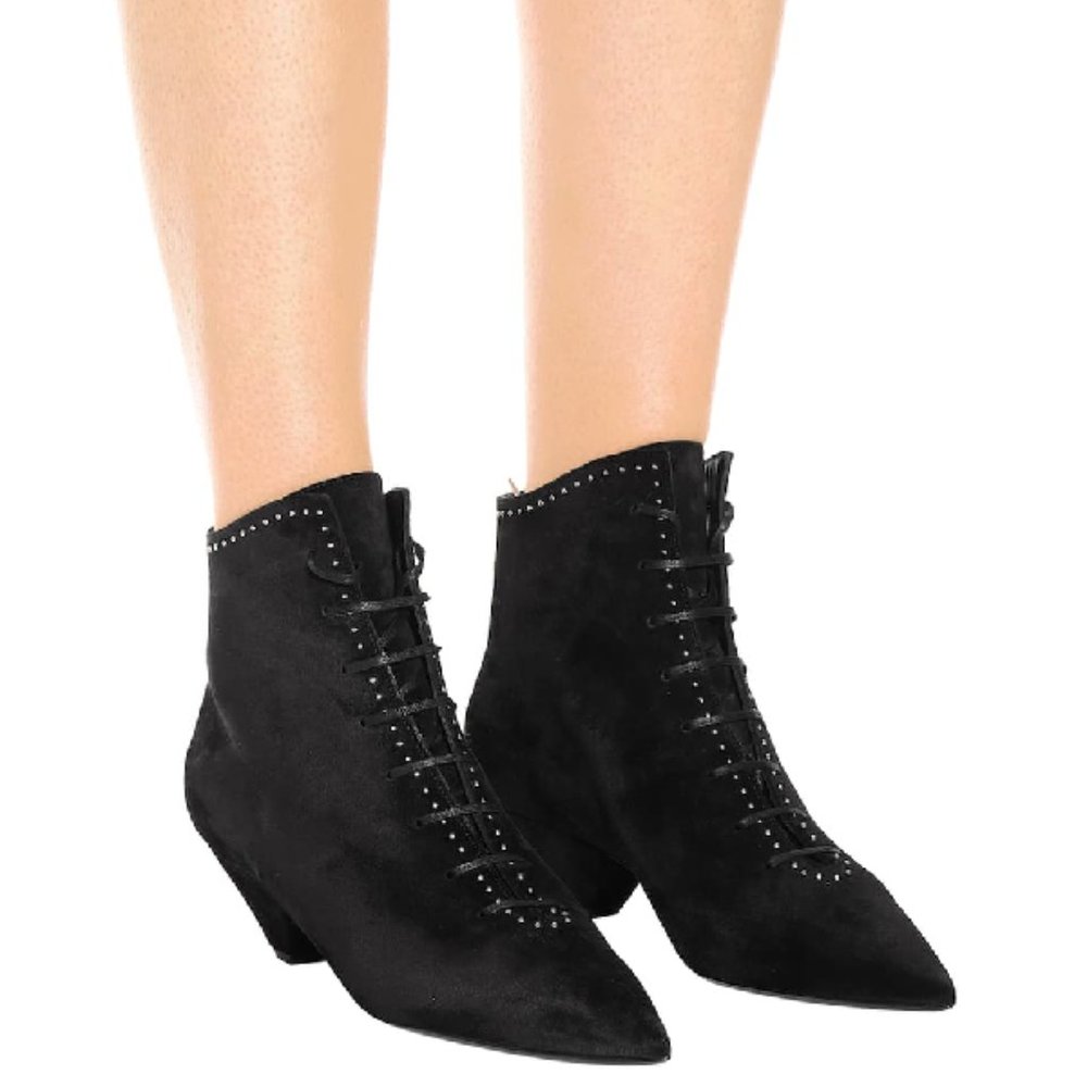 Saint Laurent Blaze  Studded And Laced Ankle Boots - Picture 7 of 11
